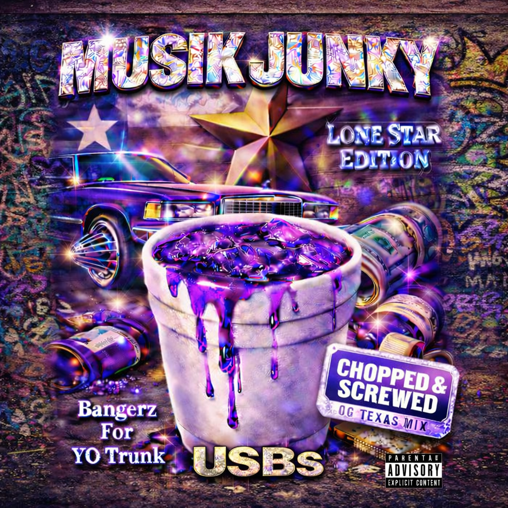 64gb USB Drive With MP3 Songs. Lone Star edition Rap Chopped & Screwed